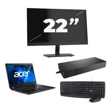 Acer TravelMate P214-53 -   i3-11e 8GB  - 256GB  + 1x 22 inc, Qwerty, Verzenden, Refurbished, 14 inch