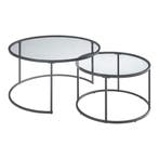 Salontafel set van 2 Kokkola rookglas zwart en transparant [, Huis en Inrichting, Tafels | Salontafels, Verzenden, Nieuw