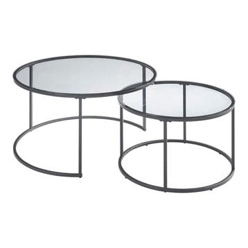 Salontafel set van 2 Kokkola rookglas zwart en transparant [, Verzenden, Nieuw