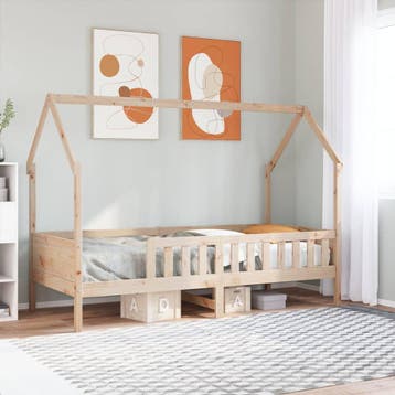 vidaXL Bedhuis massief grenenhout 90x190 cm, 90 cm, Eenpersoons, Bruin, Verzenden