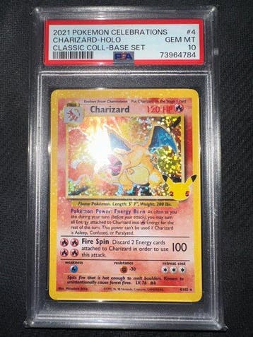 Pokémon - 1 Graded card - Charizard 4 Foil - PSA 10 - WOTC, Hobby en Vrije tijd, Nieuw