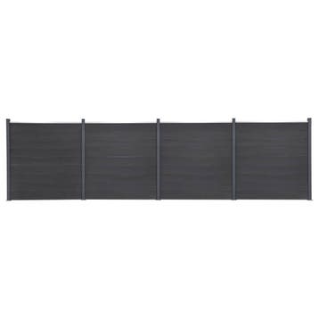 vidaXL Schuttingpaneelset 699x186 cm HKC grijs, Verzenden, Nieuw, Kunststof, 1 tot 2 meter