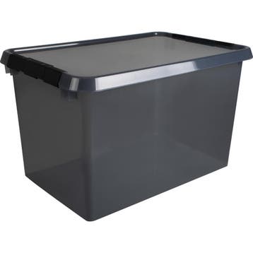 Opbergbox 62L - Transparant/Antraciet, Nieuw