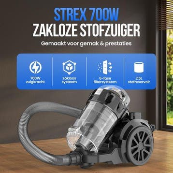 2dekans | Strex Stofzuiger Zonder Zak - 700W Krachtige, Ophalen of Verzenden, Zo goed als nieuw