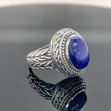 Zilver - Ring - lapis lazuli, Antiek en Kunst