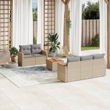 vidaXL 6-delige Loungeset met kussens poly rattan gemengd, Tuin en Terras, Tuinsets en Loungesets, Verzenden, Nieuw, Loungeset