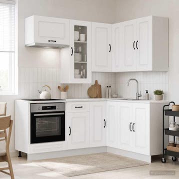 vidaXL Keukenblok KALMAR 8 st Wit Bewerkt hout, Huis en Inrichting, Keuken | Keukenelementen, Verzenden, Nieuw, Wit