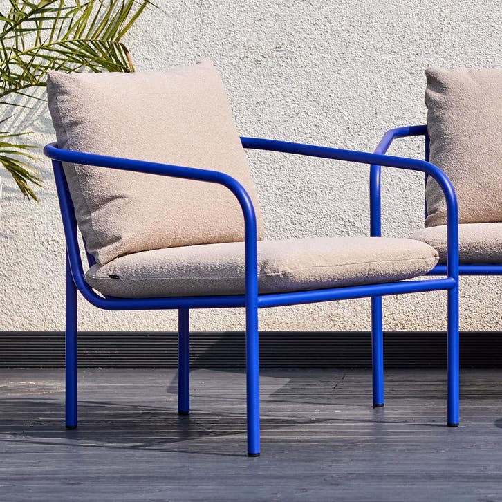 *WOONWINKEL* Brafab Bendt Teddy Stof Tuinstoel Blauw Alumini, Tuin en Terras, Tuinsets en Loungesets, Nieuw, Verzenden