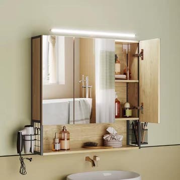 Badkamer Spiegelkast met Verlichtingskabel en Opbergruimte, Verzenden, Nieuw