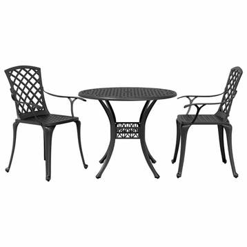 vidaXL 3-delige Bistroset gietaluminium zwart, Verzenden, Nieuw, Aluminium, 2 zitplaatsen
