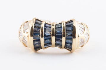 Ring - 18 karaat Geel goud - 2.10ct. tw. Saffier - Diamant -, Nieuw