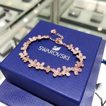 Swarovski - Beeldje, Swarovski rose gold four-leaf clover
