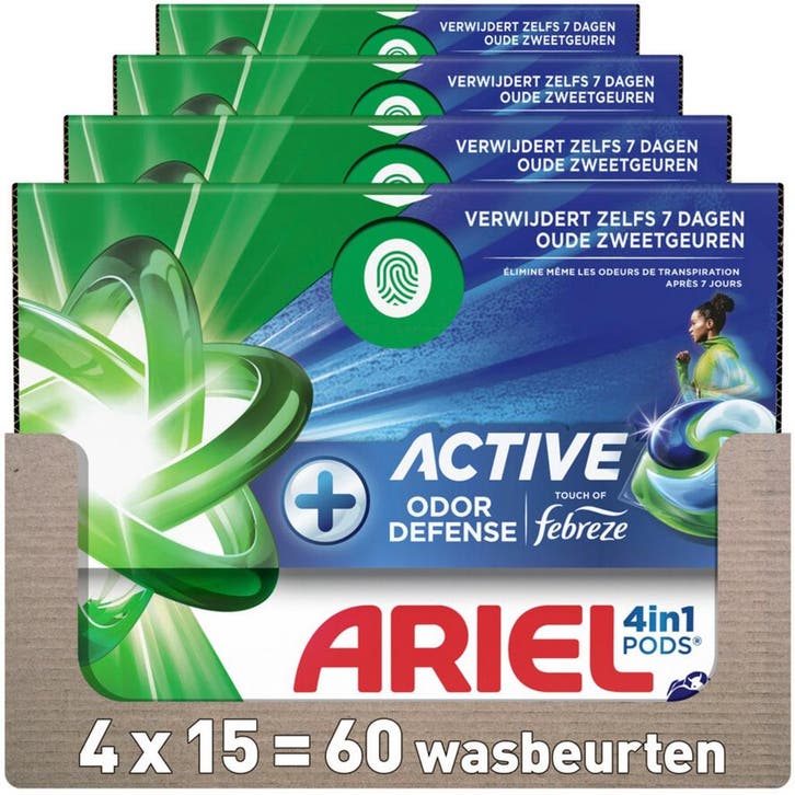 2dekans | ariel allin1 wascapsules active - 4 x 15 capsules, Witgoed en Apparatuur, Wasmachines, Zo goed als nieuw, Ophalen of Verzenden