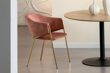 Design Stoel NOBLESSE rosé fluweel goud verchroomd metalen, Ophalen of Verzenden, Nieuw