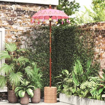 vidaXL Balinese parasol met basis Roze 95 x 95 x 260 cm, Verzenden, Nieuw, Minder dan 1 meter