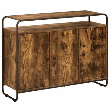 vidaXL Dressoir Gerookt eiken 102 x 35 x 75 cm Bewerkt hout, Verzenden, Nieuw, Overige houtsoorten, Minder dan 50 cm