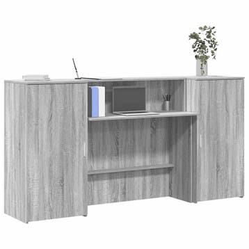 vidaXL Receptiebalie 200x50x103,5 cm bewerkt hout grijs, Verzenden, Nieuw