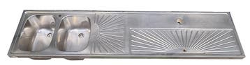 Occasion - Spoeltapblad 2000x500 mm dubbele spoelbak, Zakelijke goederen, Horeca | Keukenapparatuur, Verzenden, Nieuw in verpakking