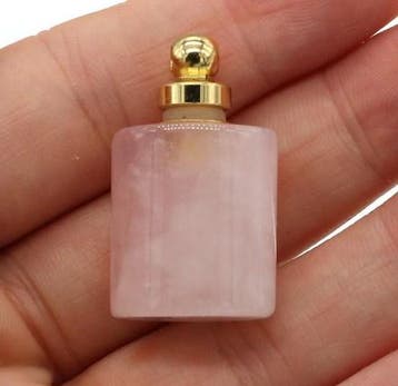 Gedenk hanger mini urn van edelsteen Rose Quartz goudkleur, Ophalen of Verzenden, Nieuw, Kraal