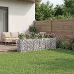 vidaXL Gabion Verhoogd Bed 3 pcs Zilverkleurig, Verzenden, Nieuw, IJzer