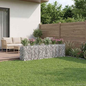 vidaXL Gabion Verhoogd Bed 3 pcs Zilverkleurig, Verzenden, Nieuw, IJzer