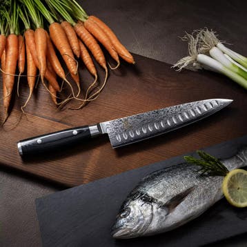 Yaxell Ran Koksmes met Kuiltjes 20 cm – 69 Lagen Damastst., Ophalen of Verzenden, Nieuw, Overige materialen