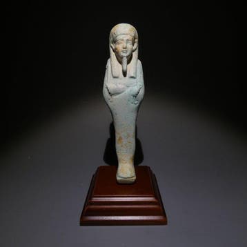 Oud-Egyptisch Faience Shabti. 11 cm hoog. 30e Dynastie,, Verzamelen
