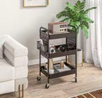 Zwarte Keukentrolley met Haken en Mandjes – 3-Lagen, 75 cm, Verzenden, Nieuw