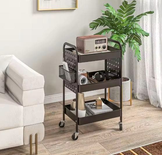 Zwarte Keukentrolley met Haken en Mandjes – 3-Lagen, 75 cm, Huis en Inrichting, Keuken | Keukenelementen, Nieuw, Verzenden