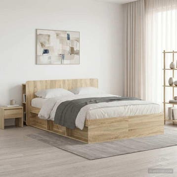 vidaXL Hoofdeinde kas met opslag Sonoma Eiken Bewerkt hout, Verzenden, Nieuw, Bruin, Hout