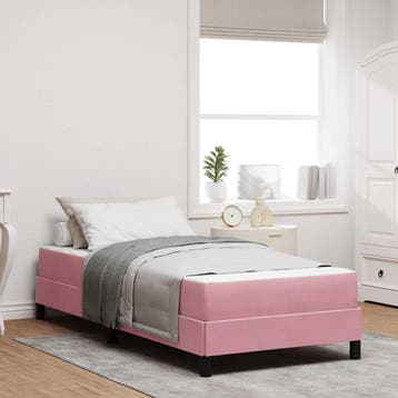 vidaXL Boxspringbed met matras Roze 80 x 210 cm Stof, Verzenden, Nieuw, Stof