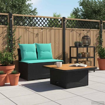 vidaXL 2 Stuk Tuin middelste sofa met uitschuiftafel poly, Verzenden, Nieuw, Rotan, 2 zitplaatsen