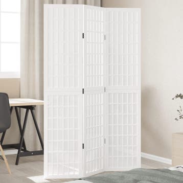 vidaXL Kamerscherm met 3 panelen massief paulowniahout wit, Verzenden, Nieuw