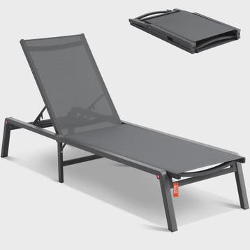 Opvouwbare Loungestoel Aluminium Donkergrijs - Verstelbaar &, Verzenden, Nieuw