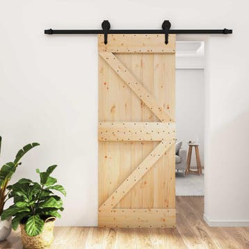 vidaXL Schuifdeur 85 x 210 cm Massief Grenenhout, Verzenden, Nieuw