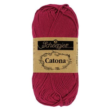 Scheepjes Catona - 10g - 517 Ruby - Haakgaren / Breigaren, Ophalen of Verzenden, Nieuw, Breien of Haken, Wol of Garen