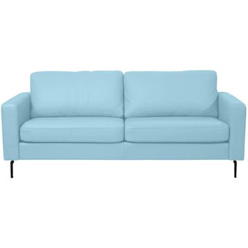 Leren bank Match - 2,5 zits - Toledo Sky Blue (lichtblauw), 150 tot 200 cm, Nieuw, Ophalen of Verzenden, Rechte bank
