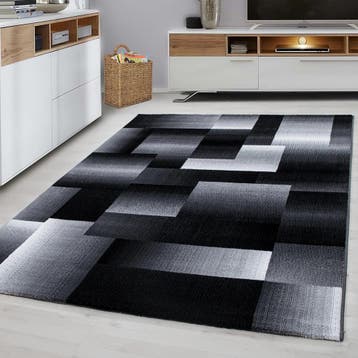 Modern Vloerkleed | Miami | Blokken | Zwart | 160x230 cm, Verzenden, Nieuw