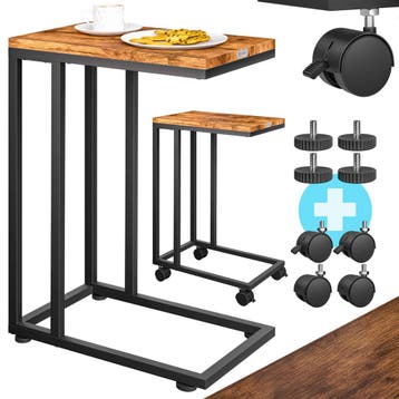 Bijzettafel Zwart 50x35x65/70cm met Wieltjes (Meubelen), Verzenden