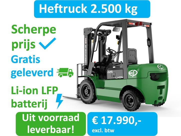 EP | Elektrische Heftruck | 2.500 kg | 4800 mm | Sideshift, Zakelijke goederen, Machines en Bouw | Heftrucks en Intern transport