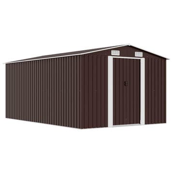 vidaXL Tuinschuur 257x392x181 cm metaal bruin, Tuin en Terras, Tuinhuizen, Verzenden, Nieuw