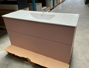 Badkamermeubel 120 cm – Roze – 2 lades – Keramische wastafel, Ophalen of Verzenden, Nieuw, Rvs, Bad