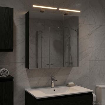 vidaXL Badkamer spiegelkast Zwart Eiken 60 x 14,5 x 70 cm, Huis en Inrichting, Verzenden, Nieuw