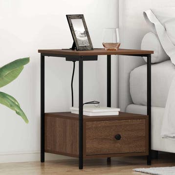 vidaXL Nachtkastje Bruin Eiken 42 x 41 x 56 cm Bewerkt hout, Minder dan 45 cm, Verzenden, Nieuw, 55 tot 70 cm