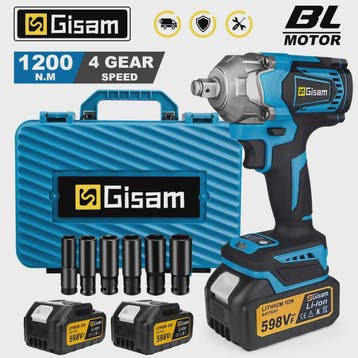 Gisam Accu Slagschroevendraaier 1200 Nm Borstelloos 1/2" - C, Verzenden, Nieuw