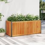 vidaXL Plantenbak 110x45x44 cm massief acaciahout en staal, Verzenden, Nieuw, Hout