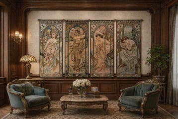 Set tapijten van Alphonse Mucha La Giornata - 100x45 elk -