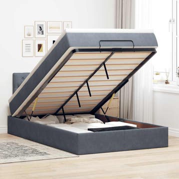 vidaXL Bed poef met matras en LEDs 120x190 cm fluweel, Verzenden, Nieuw, 190 cm of minder, Twijfelaar