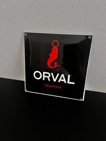 Orval Trappiste geëmailleerd reclamebord – modern zwart