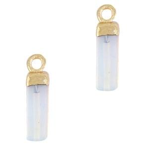 1 x Glas hangers tube White opal-gold (Bedels), Ophalen of Verzenden, Nieuw, Bedel